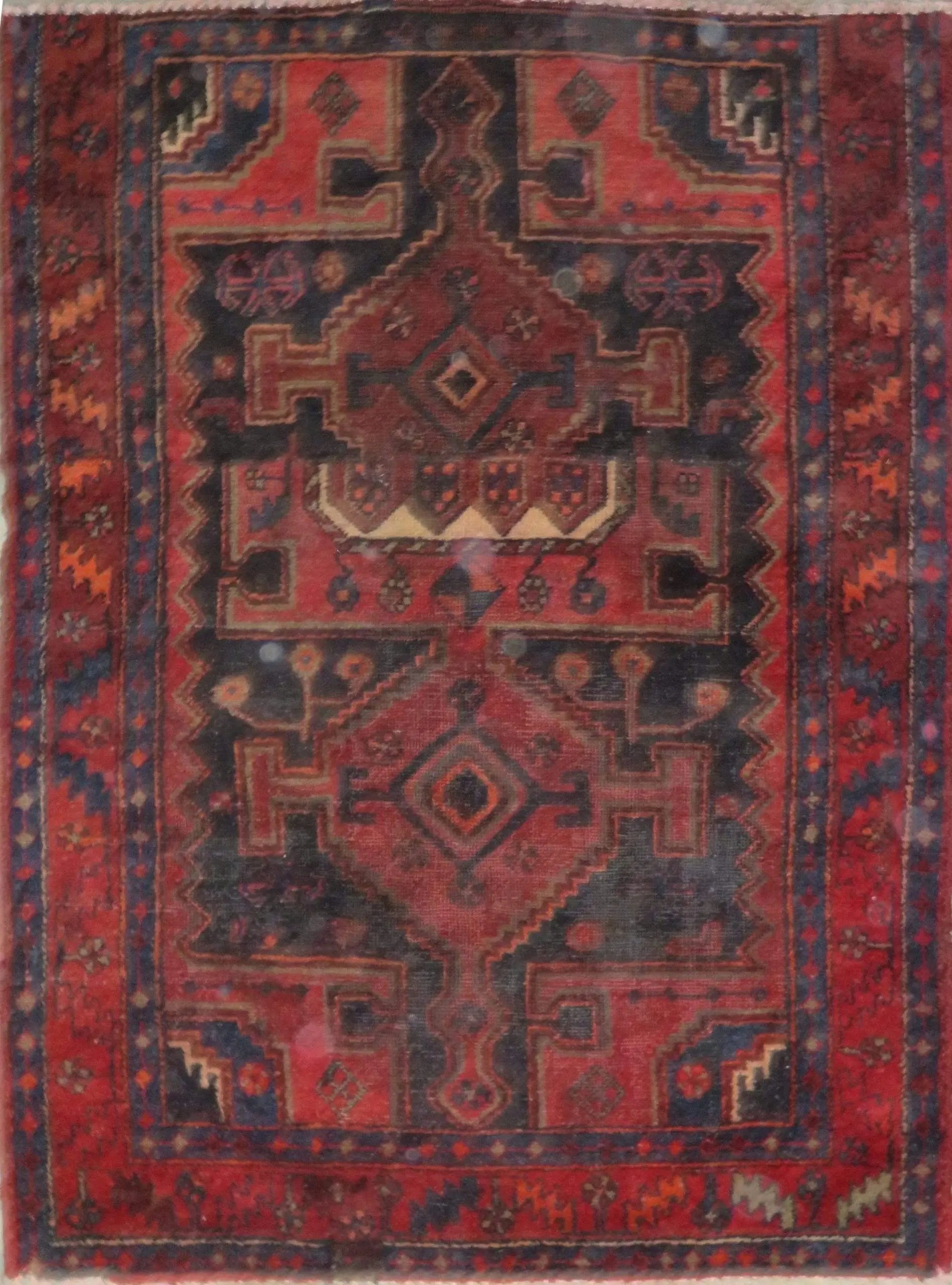One Of The Kind Hand-Knotted Persian Wool Rug _ Luxurious Vintage Design, 5'6" x 3'9", Artisan Crafted